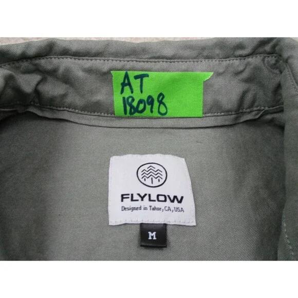 Flylow Shirt Adult Medium M Green Cotton Long Sleeve Casual Button Up Mens - Picture 5 of 11